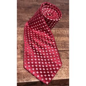 Bugatti Italian Silk Tie Men's Red Necktie Geometric 58 X 3.75 In